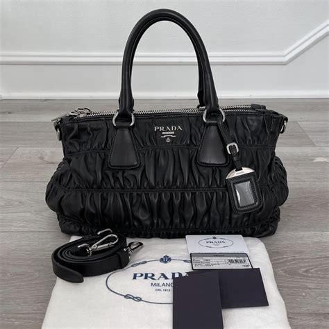 prada boston pyramid bag nappa goffrata|PRADA Nappa Gaufre Tote Black 1481622 .